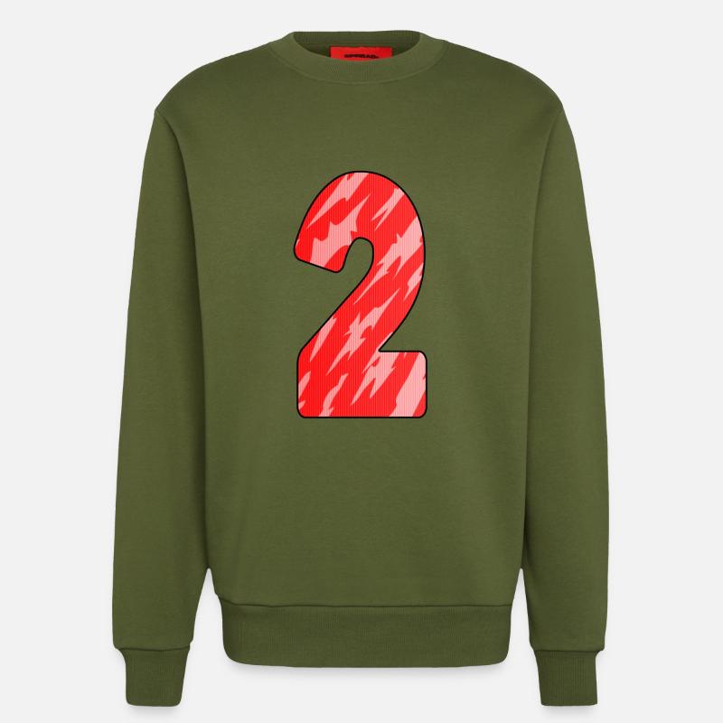 Nummer 2 Rot Muster - Sweatshirt - made by SPREAD  - MOSS GREEN