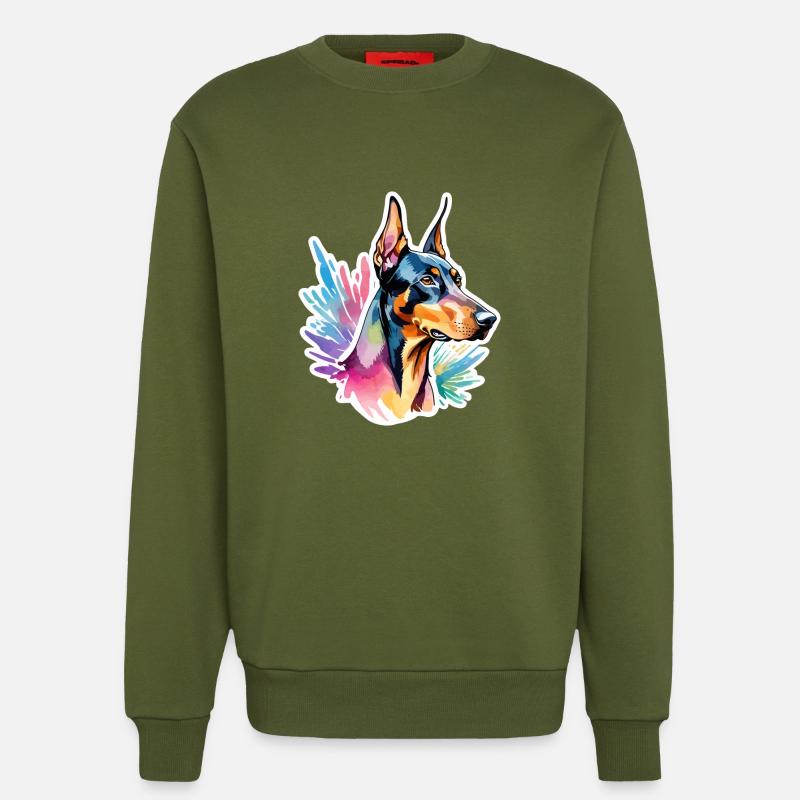 Dobermann Wasserfarben - Sweatshirt - made by SPREAD  - MOSS GREEN