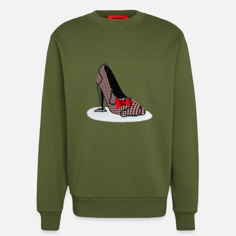High Heels – Scottish Check Pattern - Sweatshirt - made by SPREAD  - MOSS GREEN