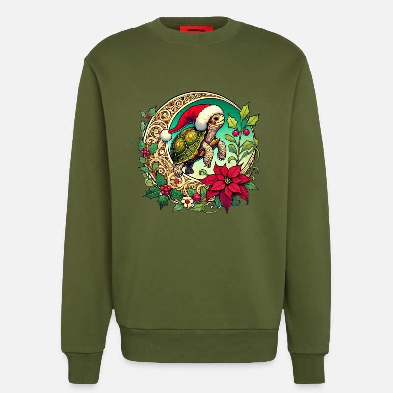 Christmas Turtle - Sweatshirt - made by SPREAD  - MOSS GREEN