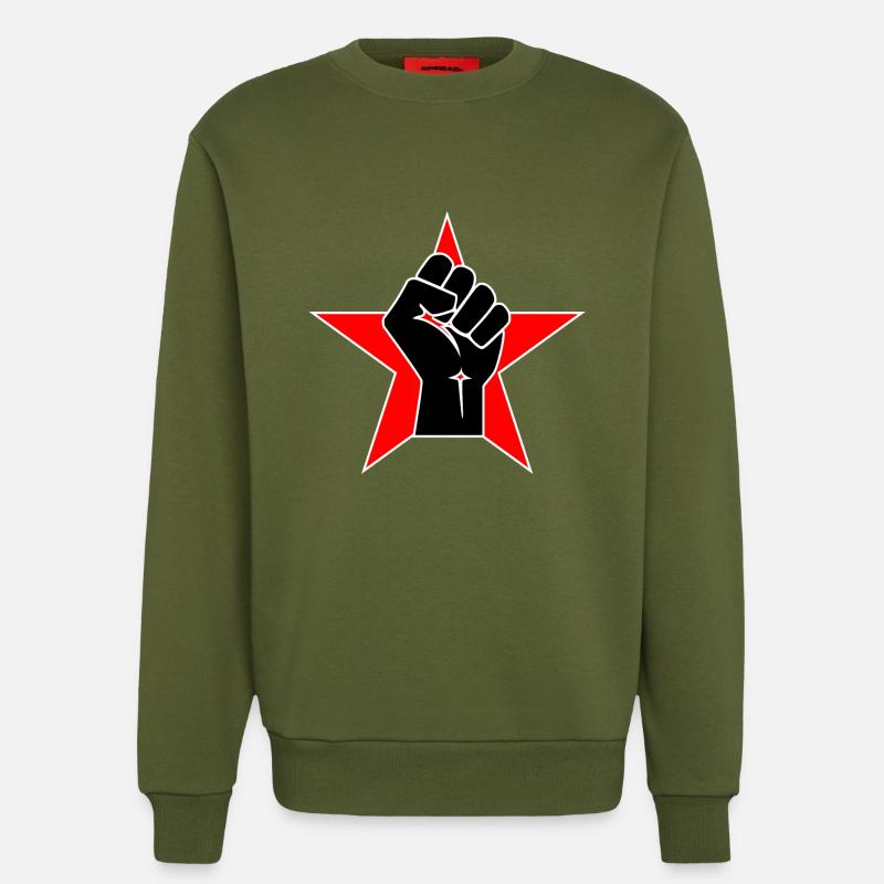 Raised Fist Logo 2 - Sweat bio décontracté fabriqué en UE - MOSS GREEN