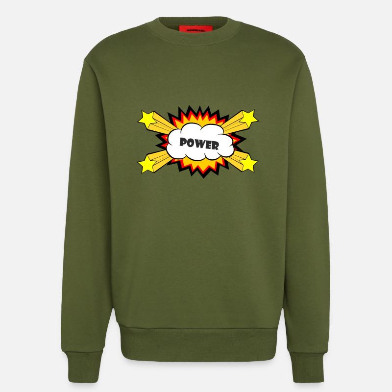 Power Comic Explosion - Sweatshirt - made by SPREAD  - MOSS GREEN