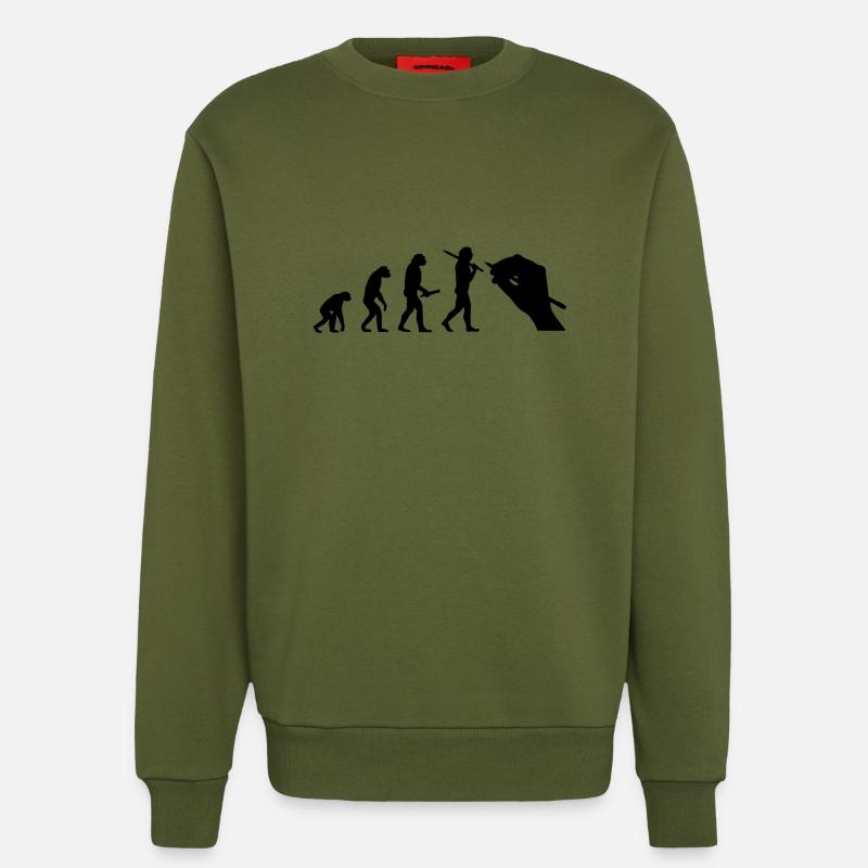 Evolution development progress human artist - Sweatshirt - made by SPREAD  - MOSS GREEN