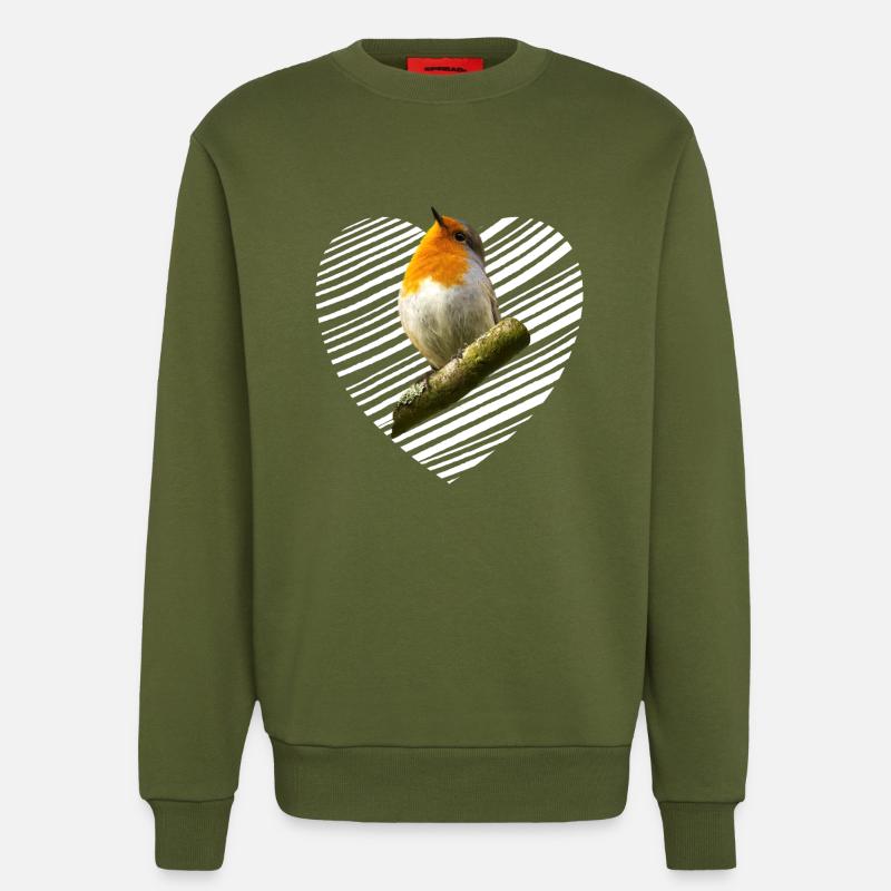 Rotkehlchen Singvogel - Sweatshirt - made by SPREAD - MOSS GREEN