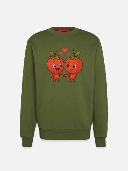 Erdbeeren mit Herzen - Sweatshirt - made by SPREAD  - MOSS GREEN