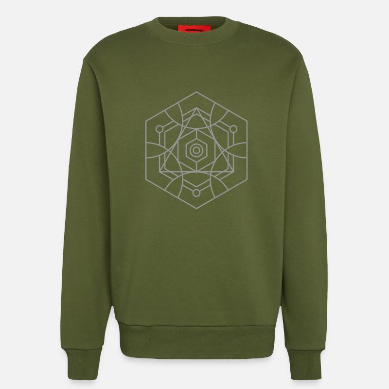 Sacred Geometry, Mandala, Cosmic Pattern - Sweatshirt - made by SPREAD  - MOSS GREEN