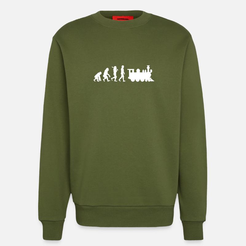 Evolution de la locomotive - Sweat bio décontracté fabriqué en UE - MOSS GREEN