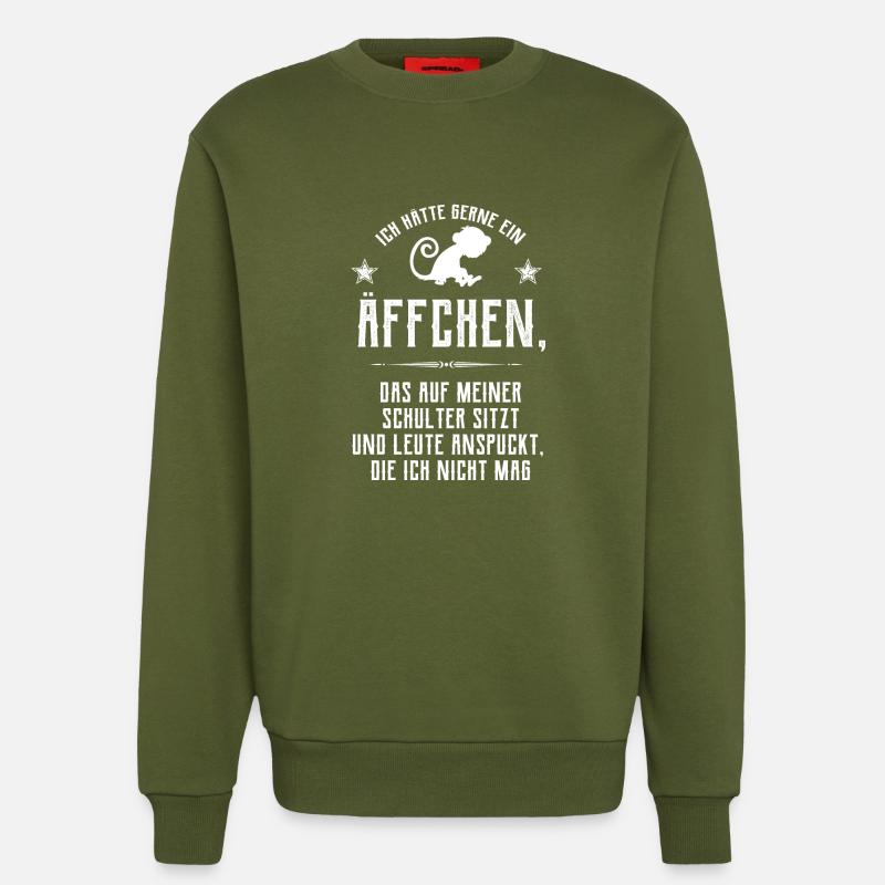Äffchen auf Schulter - Sweatshirt - made by SPREAD  - MOSS GREEN