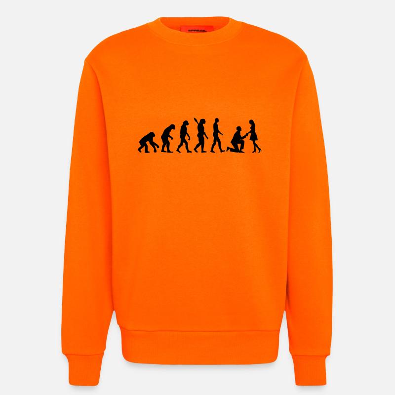 Evolution Wedding Proposal - Sweatshirt - made by SPREAD  - SUNSET ORANGE