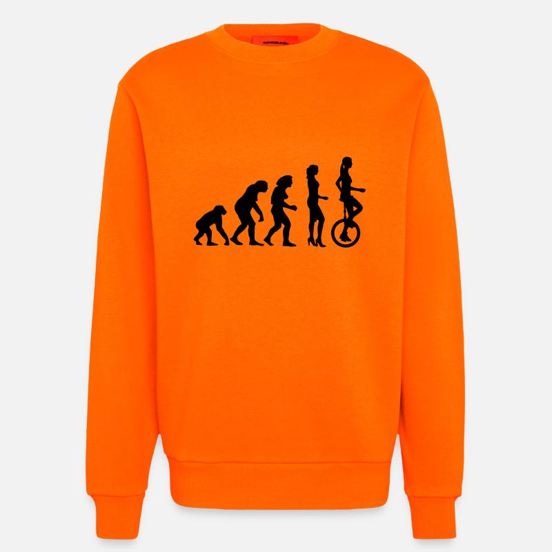 evolution_einradfahrerin_1c - Sweat bio décontracté fabriqué en UE - SUNSET ORANGE