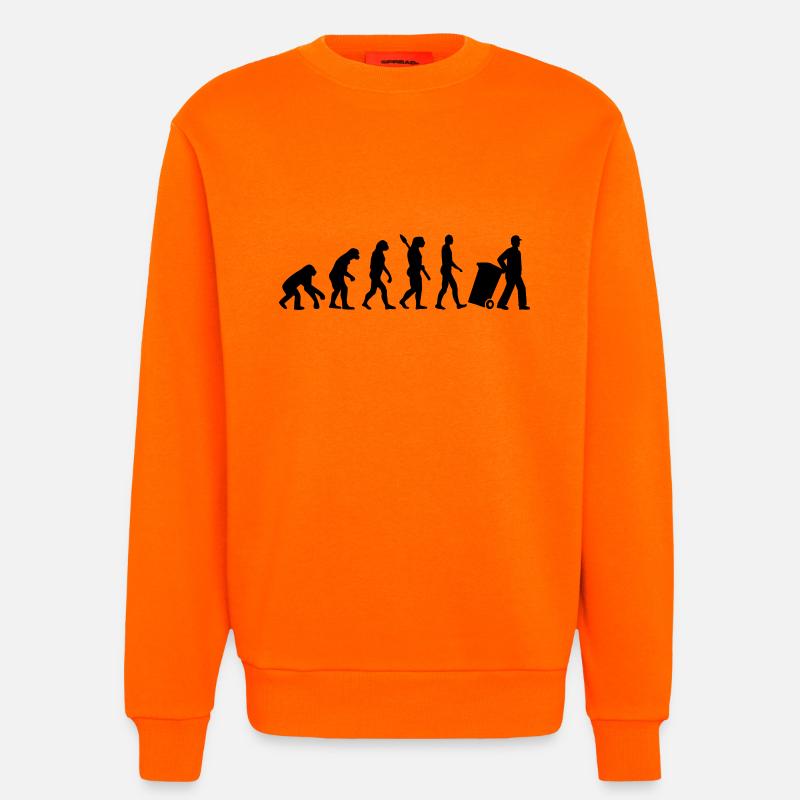 Evolution garbage man - Sweatshirt - made by SPREAD  - SUNSET ORANGE