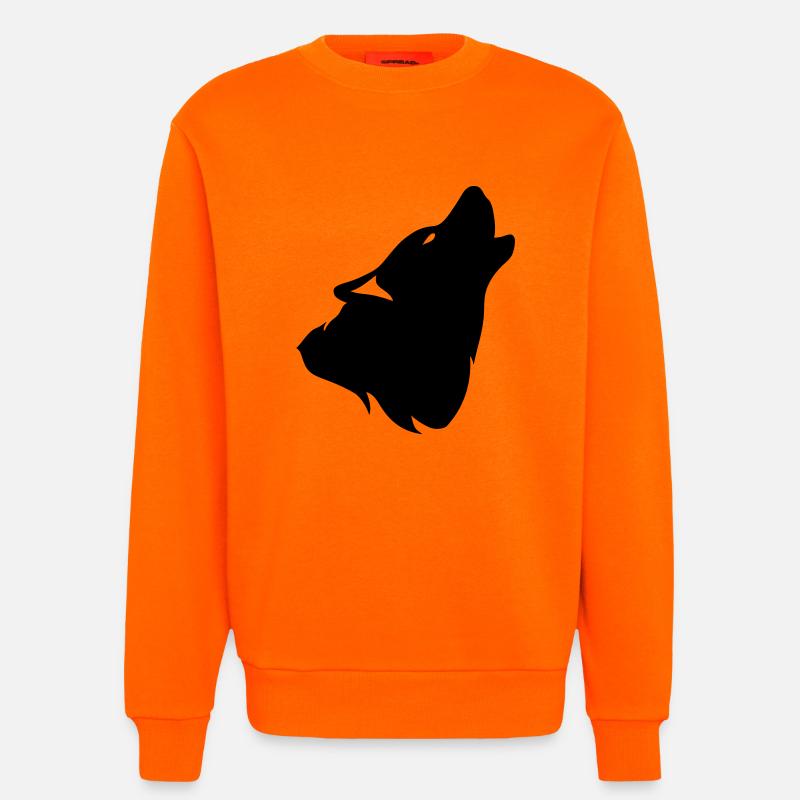Howling Wolf Silhouette Schatten shadow0 - Sweatshirt - made by SPREAD  - SUNSET ORANGE