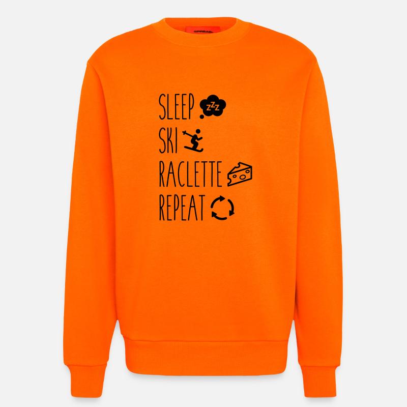 Sleep squeegee ski repeat - Sweatshirt - made by SPREAD  - SUNSET ORANGE