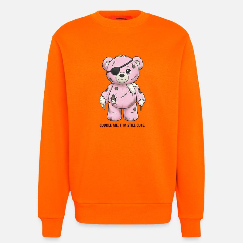 Patchwork Pinker Teddybär mit Augenklappe - Sweatshirt - made by SPREAD  - SUNSET ORANGE
