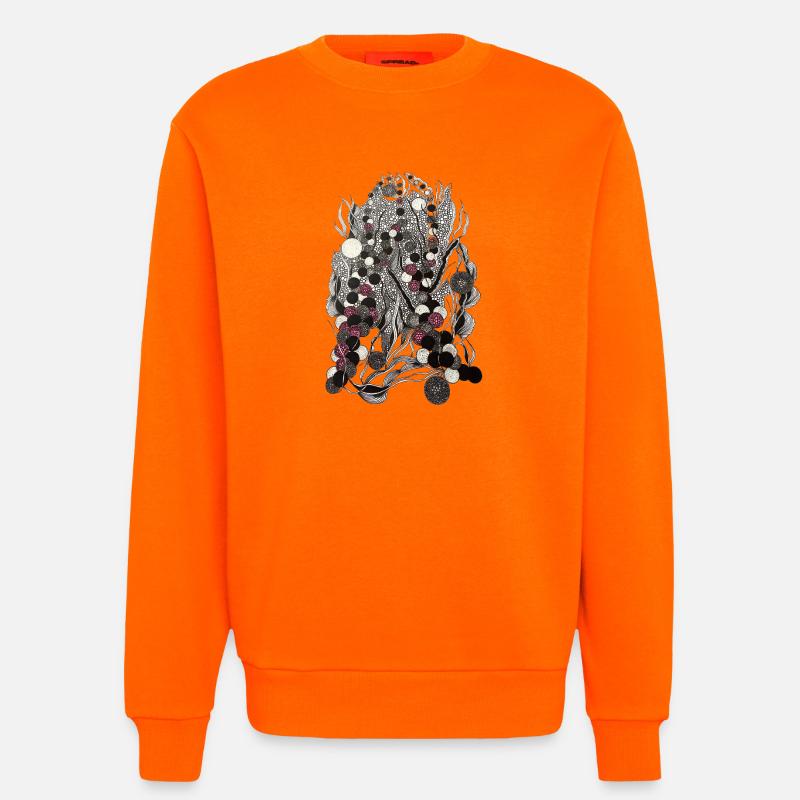 Tissus botaniques à points monochromes - Sweat bio décontracté fabriqué en UE - SUNSET ORANGE