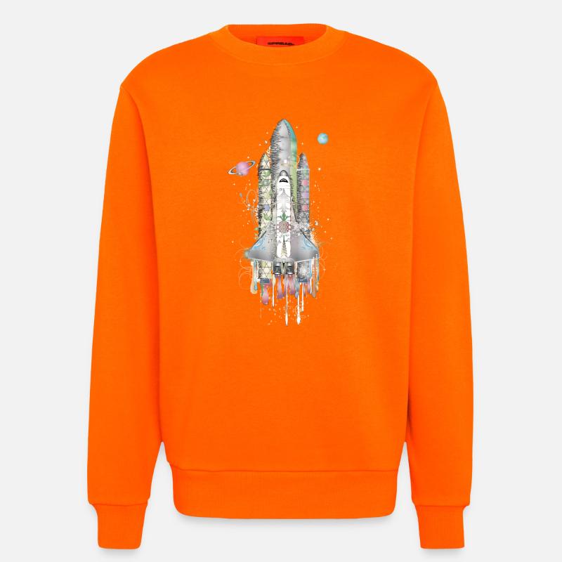 Imaginative Space Shuttle - Artfully Designed - Sweatshirt - made by SPREAD - SUNSET ORANGE