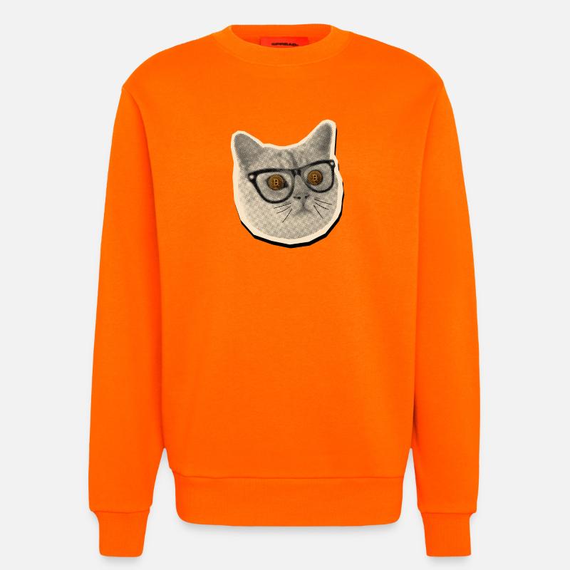 Comic-Katze mit Bitcoin-Brille - Sweatshirt - made by SPREAD  - SUNSET ORANGE