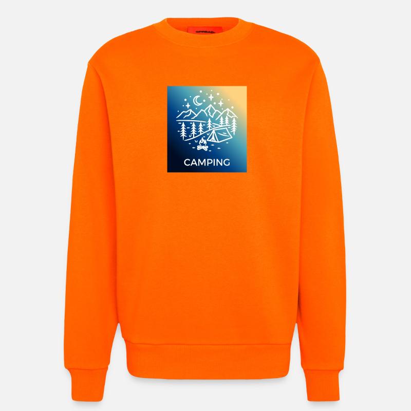 Nuit Forêt Camping Camping - Sweat bio décontracté fabriqué en UE - SUNSET ORANGE
