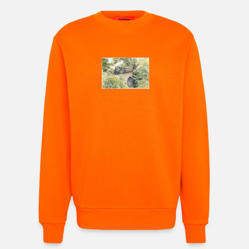 Aquarell-Dampfeisenbahn-Viadukt - Sweatshirt - made by SPREAD  - SUNSET ORANGE