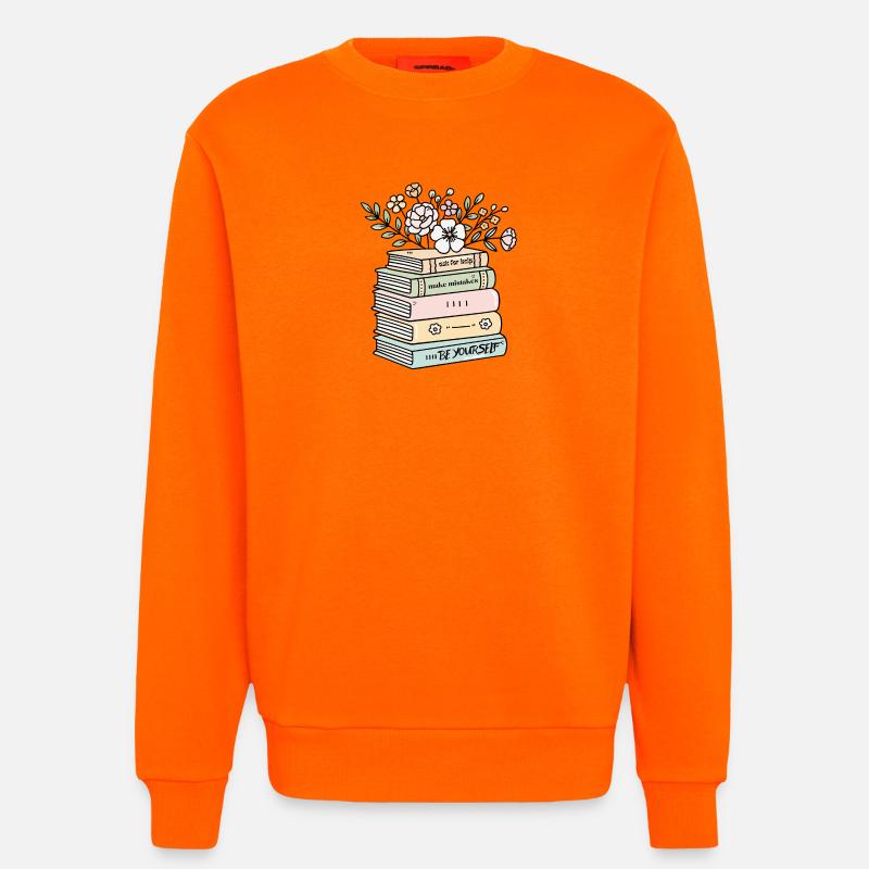 Be Yourself Book Stack Motivation - Sweatshirt - made by SPREAD - SUNSET ORANGE