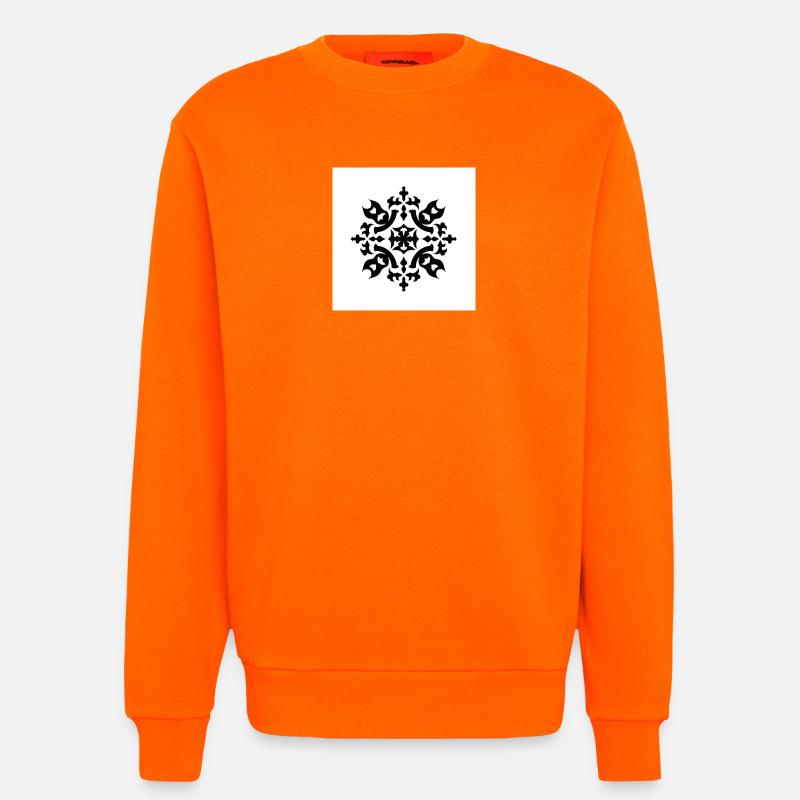 Intricate Black Snowflake Pattern - Sweatshirt - made by SPREAD  - SUNSET ORANGE