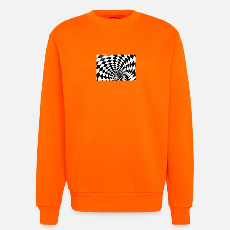 Hypnotische Schachbrettspirale - Sweatshirt - made by SPREAD  - SUNSET ORANGE