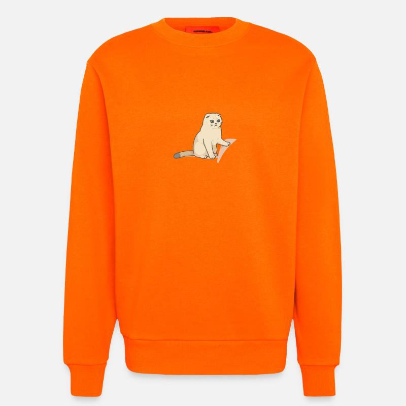 Cute Cat with a Melancholic Expression - Sweatshirt - made by SPREAD - SUNSET ORANGE