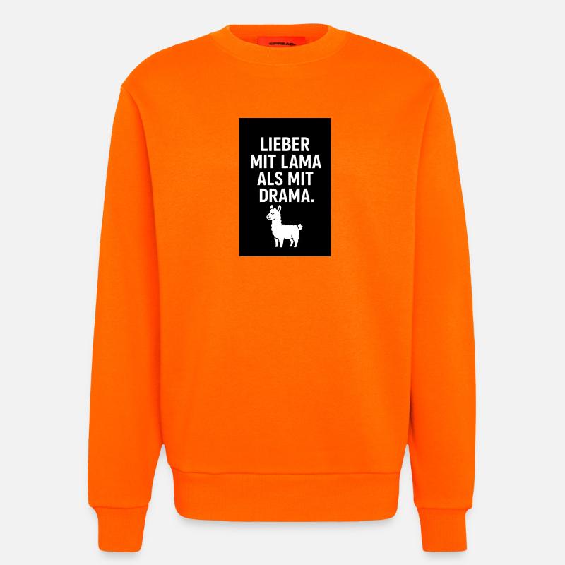 Lieber mit Lama als mit Drama - Sweatshirt - made by SPREAD - SUNSET ORANGE