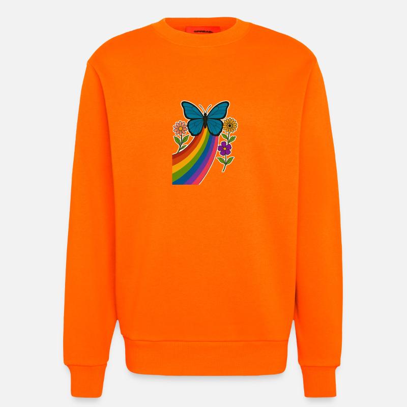 Regenbogen Schmetterling - Sweatshirt - made by SPREAD  - SUNSET ORANGE