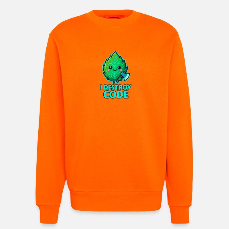 Green Leaf Code Warrior - Sweatshirt - made by SPREAD  - SUNSET ORANGE