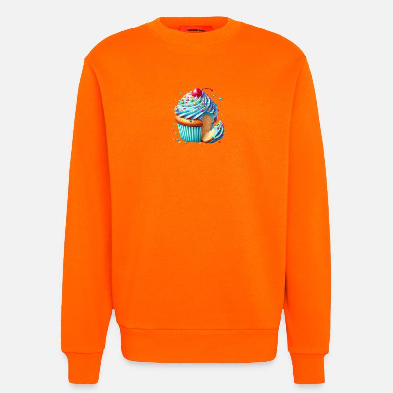 Blauer Cupcake mit bunten Streuseln - Sweatshirt - made by SPREAD  - SUNSET ORANGE