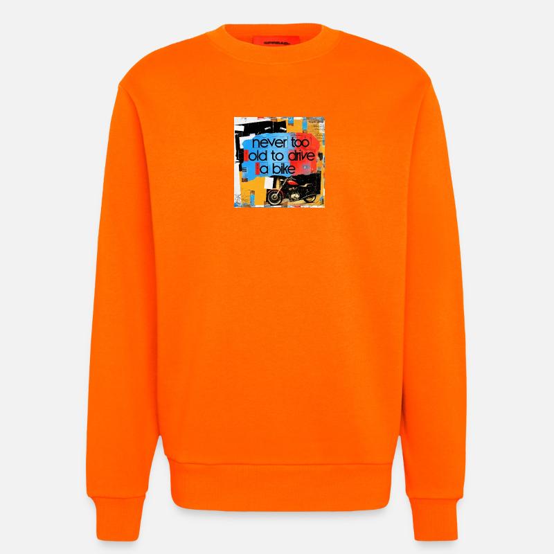 Lebensmotto mit Motorradkunst - Sweatshirt - made by SPREAD  - SUNSET ORANGE