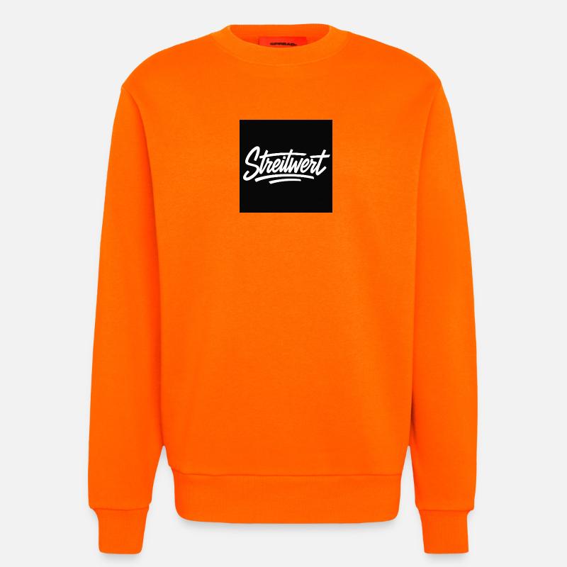 Logo Contested Script Noir - Sweat bio décontracté fabriqué en UE - SUNSET ORANGE