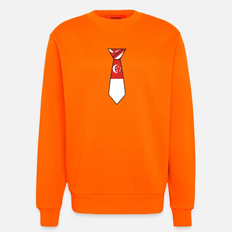 Cravate de Singapour – Conception du drapeau - Sweat bio décontracté fabriqué en UE - SUNSET ORANGE
