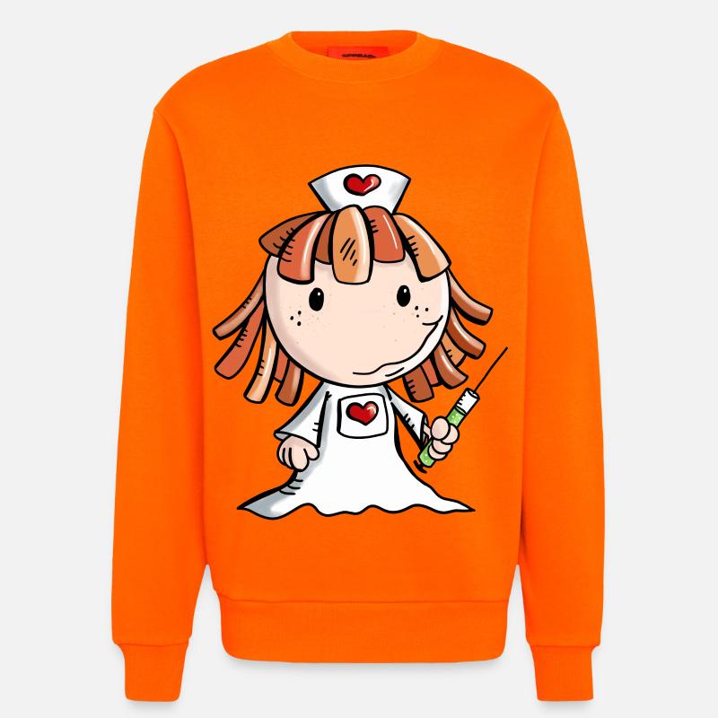 Krankenschwester Comic mit Herz und Spritze - Sweatshirt - made by SPREAD - SUNSET ORANGE