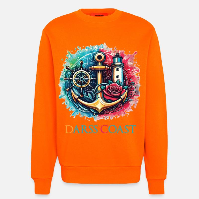 DarssCoast - Wellen Möwe Anker Grafik - Sweatshirt - made by SPREAD  - SUNSET ORANGE
