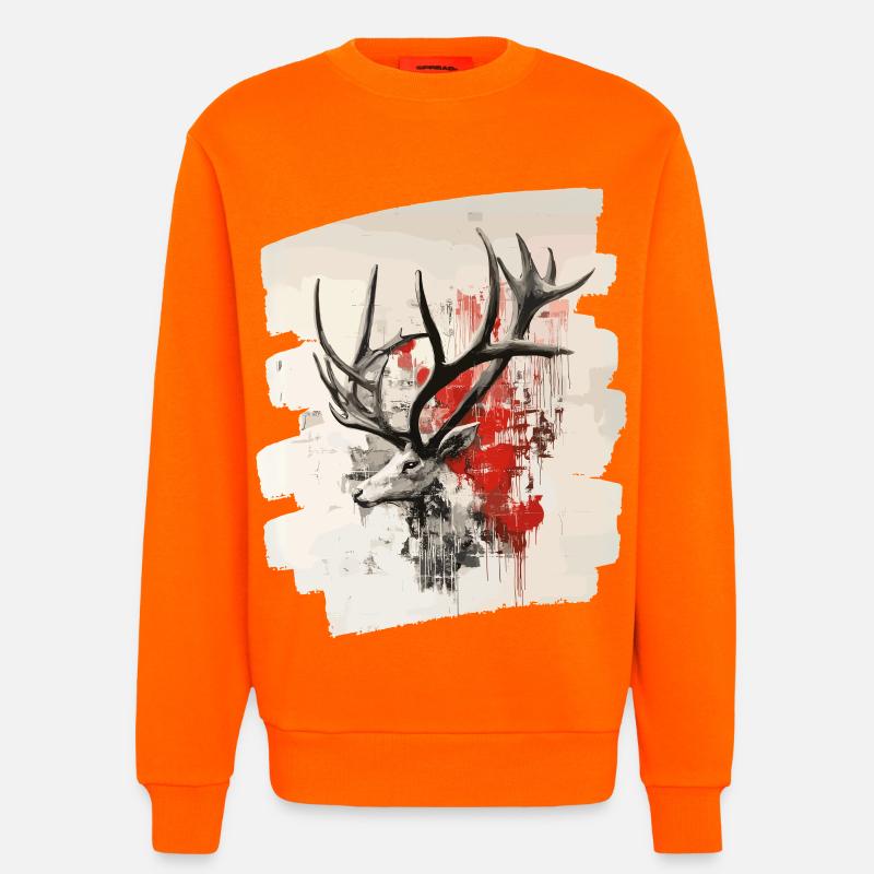 Hirsch mit Geweih - Sweatshirt - made by SPREAD  - SUNSET ORANGE