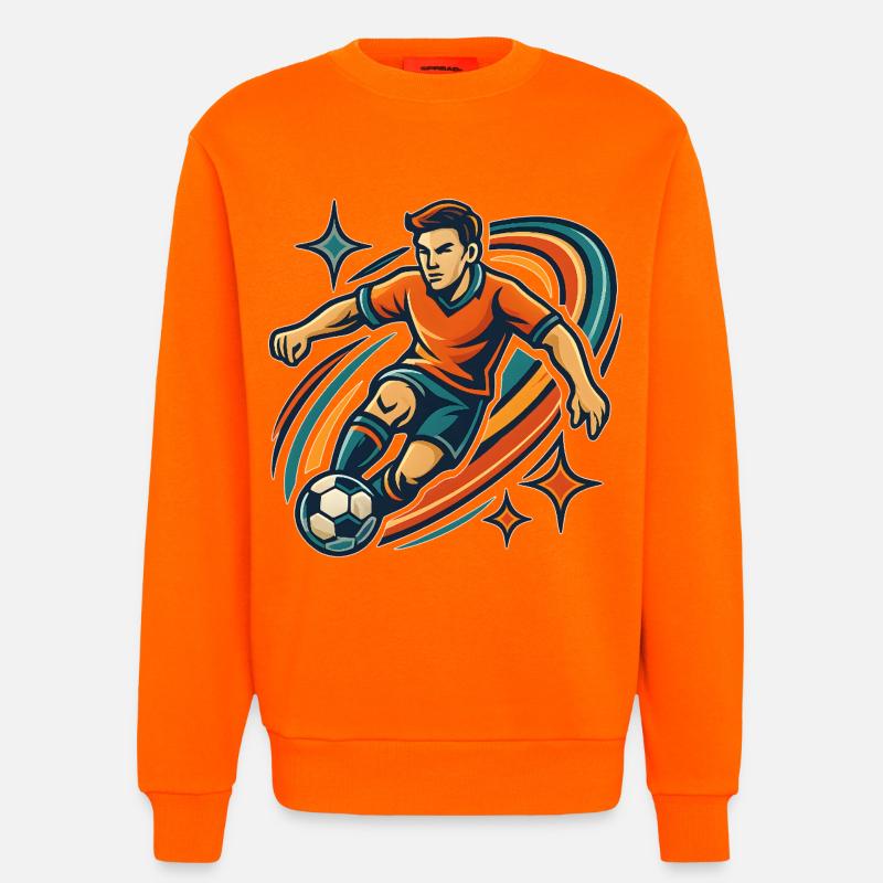 Dynamic Soccer Player Standing Design - Sweatshirt - made by SPREAD - SUNSET ORANGE
