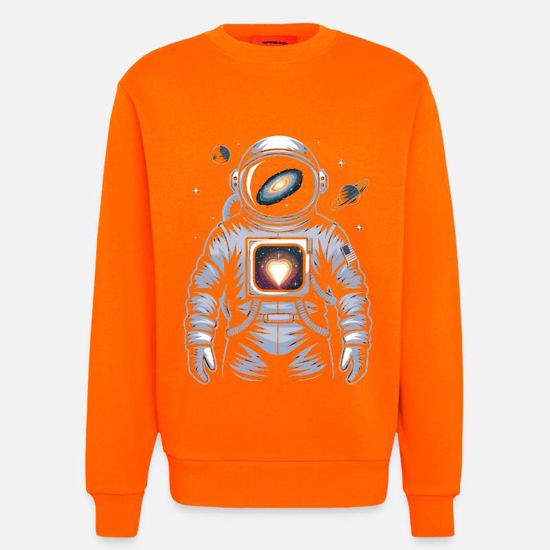Conception d’astronaute de cœur de l’espace - Sweat bio décontracté fabriqué en UE - SUNSET ORANGE