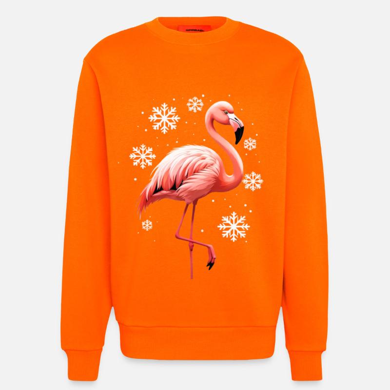 Flamingo Winterszene mit Schneeflocken - Sweatshirt - made by SPREAD  - SUNSET ORANGE