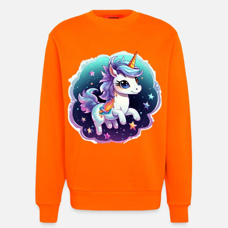 Kosmisches Einhorn mit Schal - Sweatshirt - made by SPREAD  - SUNSET ORANGE