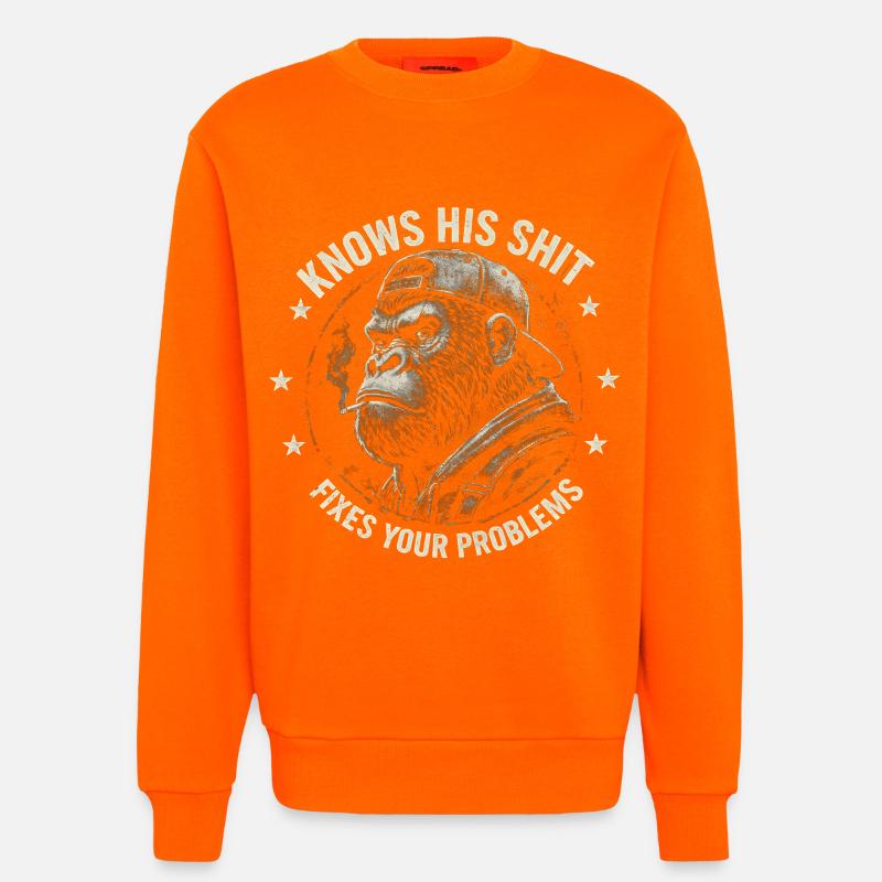 Gorilla Fixer: Problem-Solver Attitude - Sweatshirt - made by SPREAD  - SUNSET ORANGE