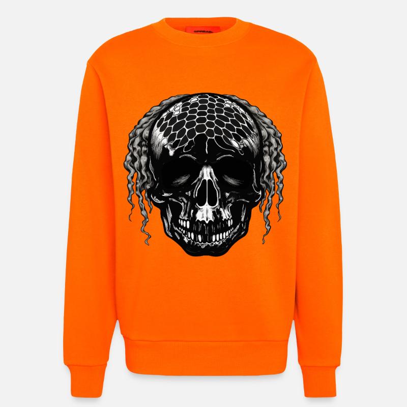 Skull with Mesh Pattern Dreadlocks - Sweatshirt - made by SPREAD  - SUNSET ORANGE