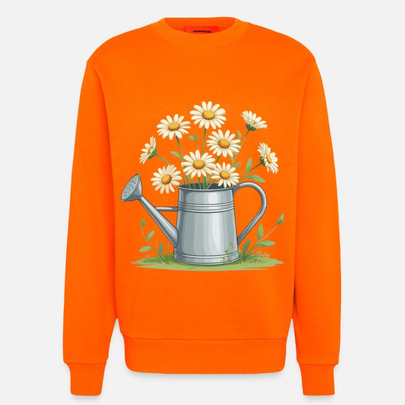 Gänseblümchen in der Gießkanne - Sweatshirt - made by SPREAD - SUNSET ORANGE