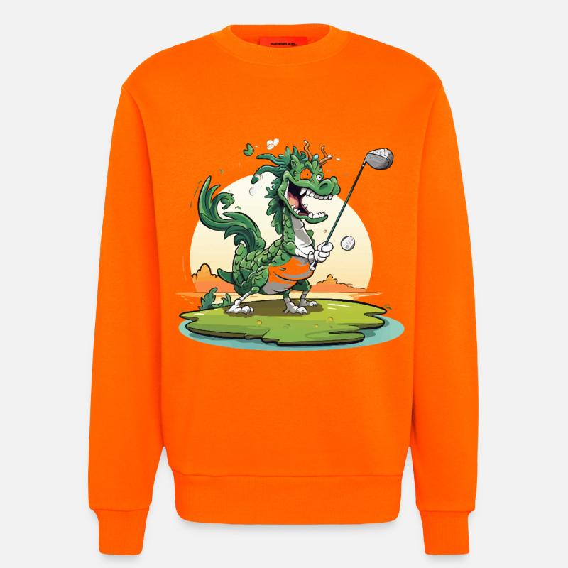 Golfender Drache am Tee - Sweatshirt - made by SPREAD  - SUNSET ORANGE
