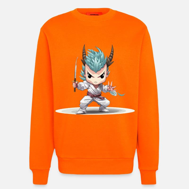 Chibi Warrior with Katana - Sweatshirt - made by SPREAD  - SUNSET ORANGE