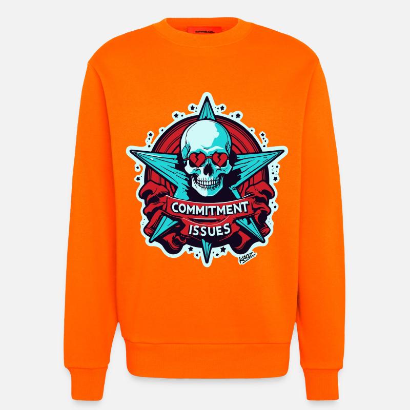 Commitment Issues Skull Badge - Sweatshirt - made by SPREAD - SUNSET ORANGE