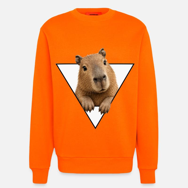 Kapybara dans le Triangle - Sweat bio décontracté fabriqué en UE - SUNSET ORANGE
