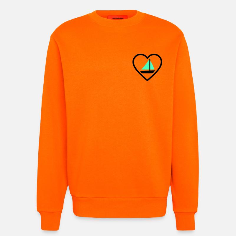 Cuore Vela – Passione Navigazione - Sweat bio décontracté fabriqué en UE - SUNSET ORANGE
