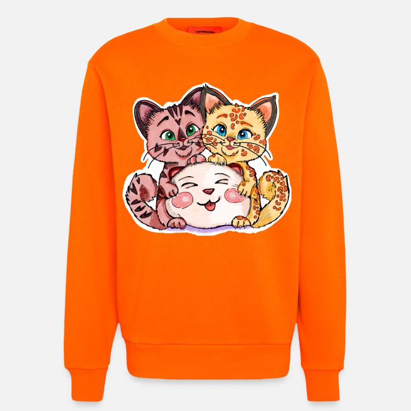 Zwei Kätzchen mit Stofftier - Sweatshirt - made by SPREAD  - SUNSET ORANGE